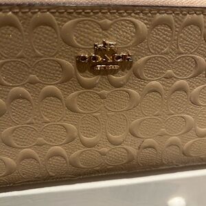 Coach Beige Embossed Leather Wallet
